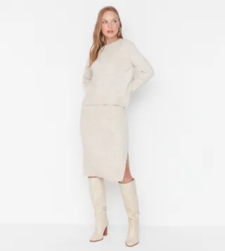 Stone Cycling Collar Knitwear Co-Ord Suit
