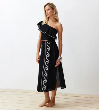 Embroidered Top and Skirt Set