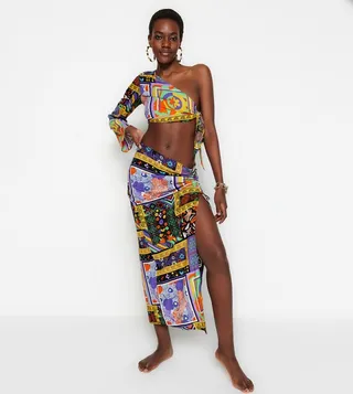 Printed One-Shoulder Co-Ord Set