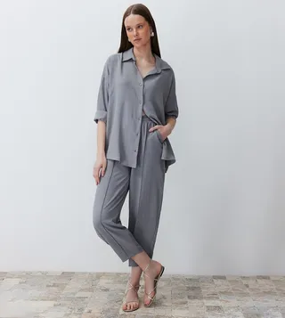 Textured Shirt and Trouser Set