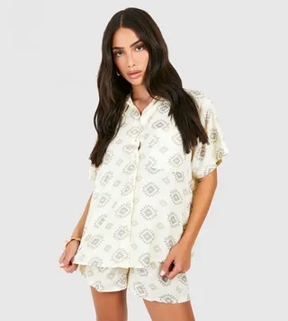 Printed Cotton Shirt and Shorts Set