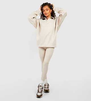 Half Zip Oversized Sweatshirt and Legging Set
