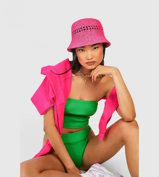 Ribbed Bandeau And Tanga Pant Set