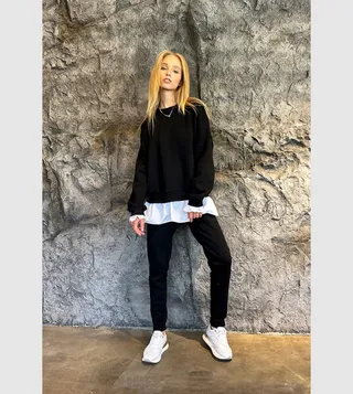 Layered Sweatshirt and Bottom Set