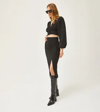 Knitted Balloon Sleeves Co-Ord Set