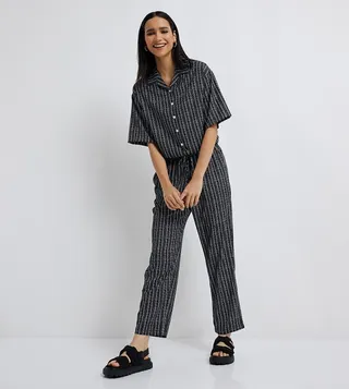 Striped Button Detail Co-Ord Set