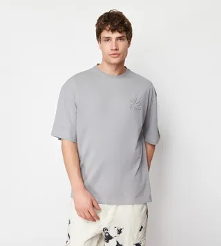 Embossed Short Sleeves Oversized T-Shirt