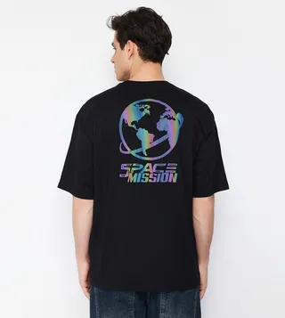 Printed Back Crew Neck T-Shirt