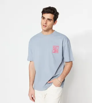 Typography Printed Crew Neck T-Shirt