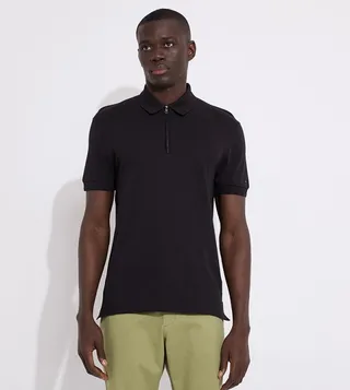 Solid Half-Zipper Polo T-Shirt