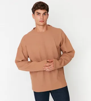 Solid Round Neck Drop-Shoulder Sleeve Oversize Fit T-Shirt