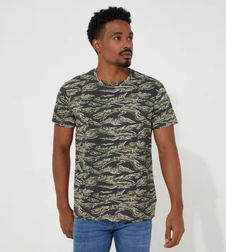 Aero Regular Standard Fit Camo Printed T-Shirt