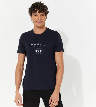 Embossed Printed Crew Neck T-Shirt