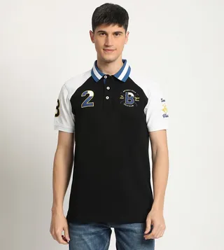 Color Block Logo Embroidered Polo T-Shirt