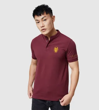Iron Man Tony Stark Face Mask Printed Polo T-Shirt