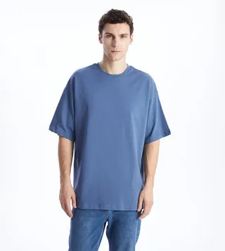 Solid Short Sleeves Oversized Combed Cotton T-Shirt