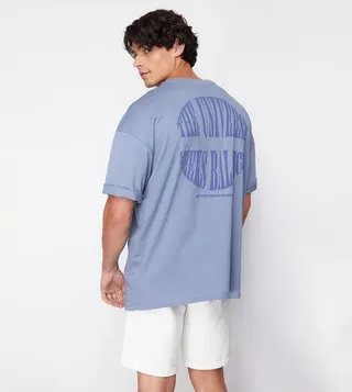 Back Printed Short Sleeves Oversized T-Shirt