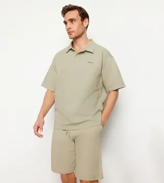 Limited Edition Waffle Textured Oversized Polo T-Shirt