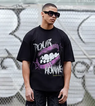 Mouth Print Oversized T-Shirt
