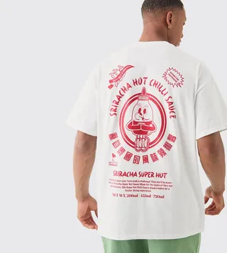 Sriracha Sauce Print Oversized T-Shirt