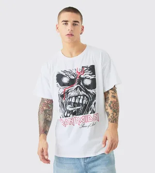 Iron Maiden Band Print Oversized T-Shirt
