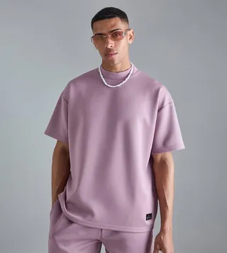Solid Oversized Scuba T-Shirt