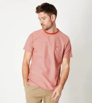 Reverse Loop Back Striped Short Sleeves T-Shirt