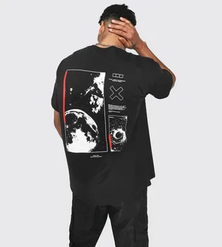 Oversized Space Back Print T-Shirt