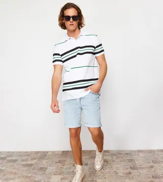 Striped Short Sleeves Polo T-Shirt