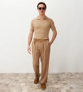 Textured Knitted Polo T-Shirt