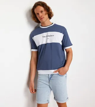 Colorblock Printed Crew Neck T-Shirt