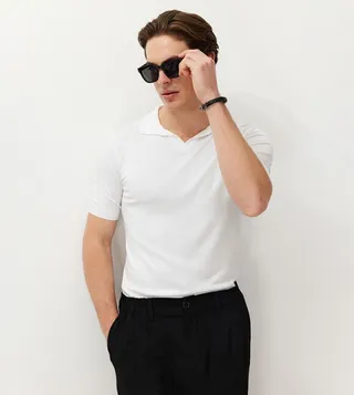 Solid Short Sleeved Polo T-Shirt