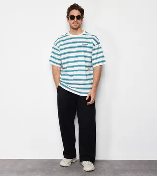 Striped Short Sleeves Oversized T-Shirt