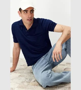 Textured Short Sleeves Polo T-Shirt