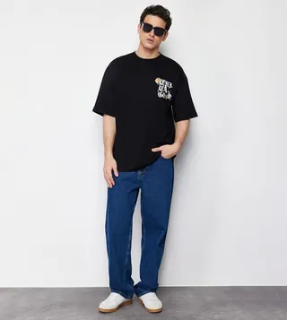 Printed Crew Neck Oversized T-Shirt
