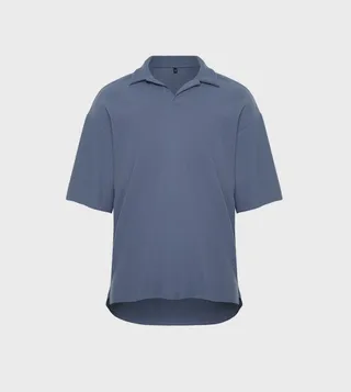 Textured Short Sleeve Oversized Polo T-Shirt