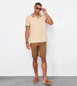 Contrast Stripe Detail Polo T-Shirt