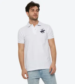 Plaited Collar & Cuff Honeycomb Core Polo - White