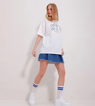 Embroidered Short Sleeves Oversized T-Shirt