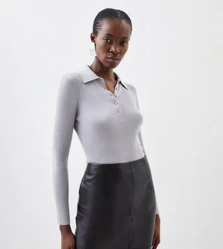Wool Blend Knitted Polo T-Shirt