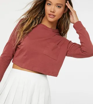 Basic Ultra Crop Boxy T-Shirt With Pocket