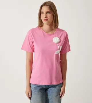 Applique Detail Oversized T-Shirt