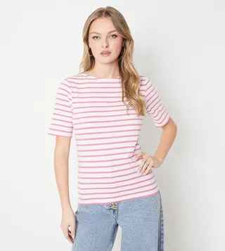 Striped Crew Neck Short Sleeves T-Shirt