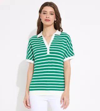 Striped Short Sleeves Polo T-Shirt