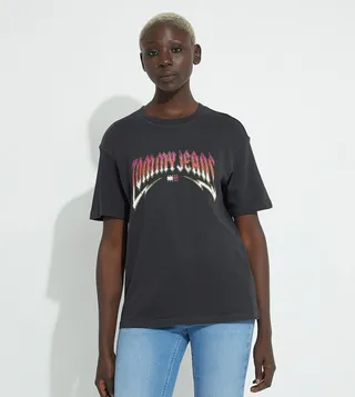 Logo Flag Detail Crew Neck T-Shirt