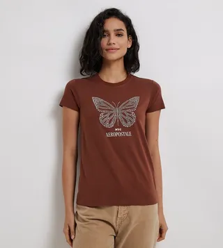 Aero Women Embellished Crew Neck T-Shirt