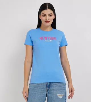Aero Women Logo Printed Regular Fit T-Shirt