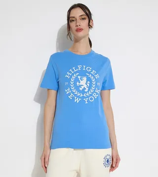 Crest Embroidered Crew Neck T-Shirt