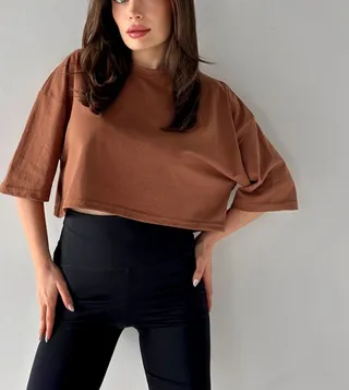 Solid Oversized Crop T-Shirt