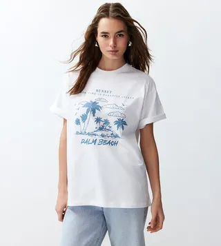 Printed Crew Neck Oversized T-Shirt